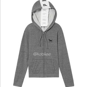 VS Pink L gray high low full zip